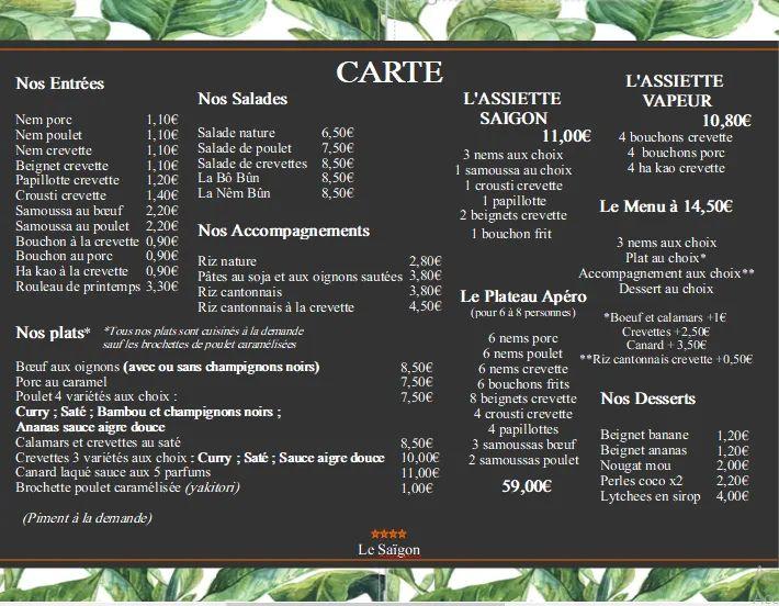 LE SAIGON - Menu Image 1